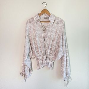 ASOS Taupe Paisley Print Peasant Top Size 6 EUC